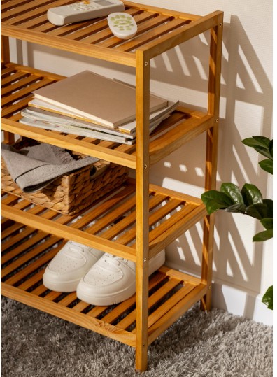 Simple wooden shoe rack DIY project for organizing footwear